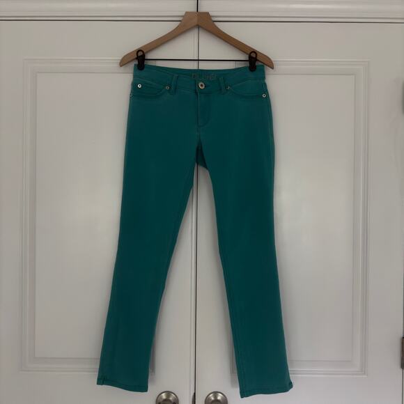 DL1961 Angel Mid Ride Skinny Ankle Calypso Jeans teal cotton zip 4-way stretch - Picture 1 of 14